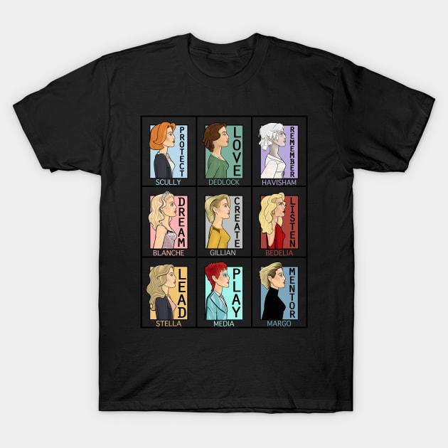 Gillian Anderson's Characters2 T-Shirt by Sitily